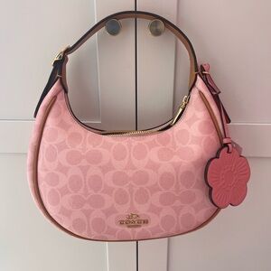 Coach Pink Shoulder Bag with Floral Charm